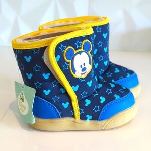 Disney Toddler Blue & Yellow Starry Mickey Boots - Size 1.5 NWT